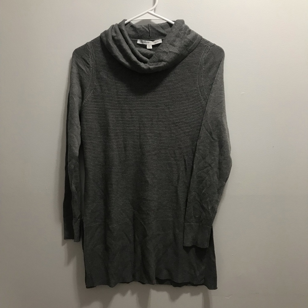 ADRIENNE VITTADINI Womens Turtle Neck Tunic Sweater Gray size S Long Sleeve